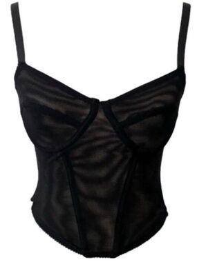 Mono B Black Sheer Bustier Corset Bra Size L See through alternative